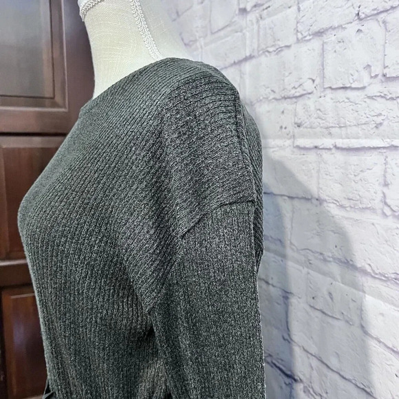 Zara Green Stretch Long Sleeve Belted Sweater Dress Size Small Pullover Chic - Picture 7 of 11